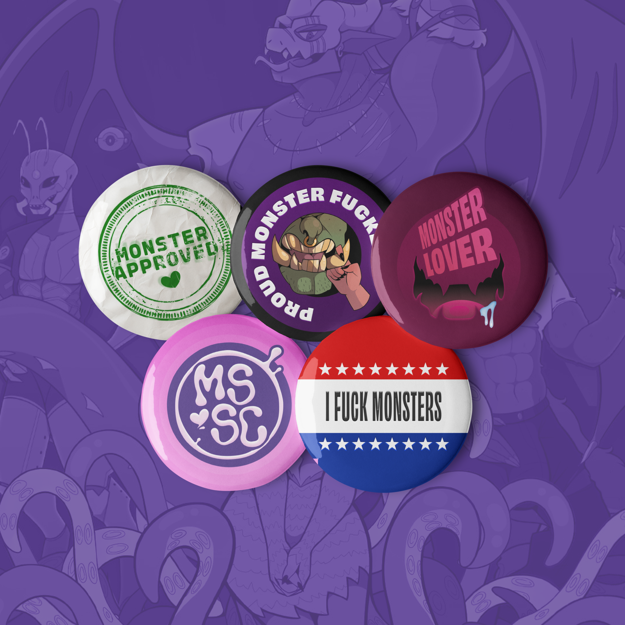 Monster Romance Button Pins